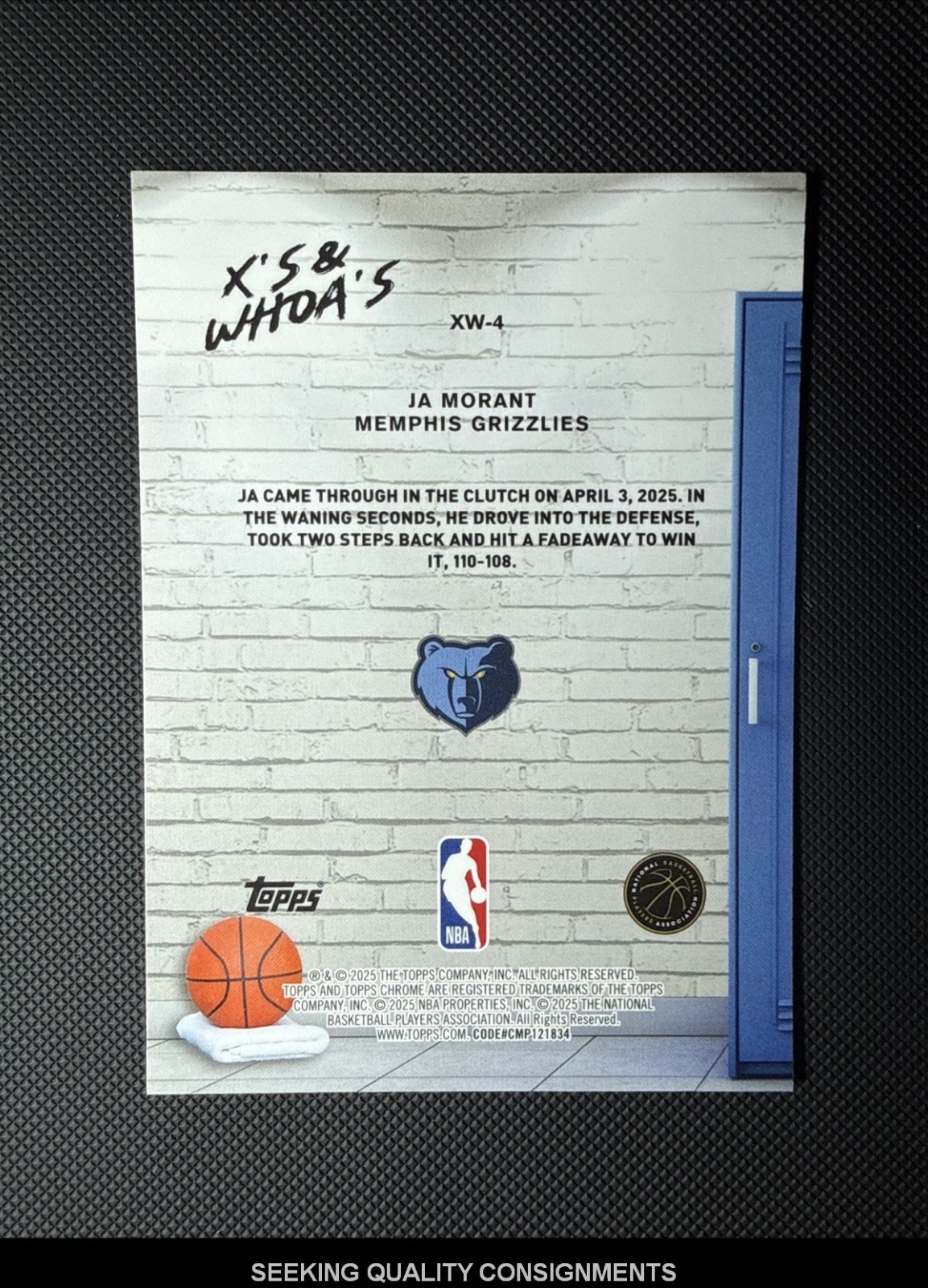 JA MORANT 2025-26 TOPPS CHROME X'S AND WHOA'S GEOMETRIC GREEN REFRACTOR #/99