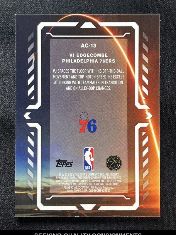 2025-26 Topps Chrome Vj Edgecombe #AC-13 Raywave Activators Rookie RC &01271