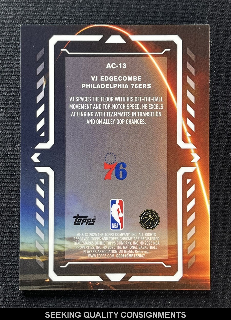 2025-26 Topps Chrome Vj Edgecombe #AC-13 Raywave Activators Rookie RC &01271
