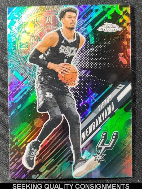2025-26 Topps Chrome Basketball Go Time Teal Refractor 118/299 Victor Wembanyama