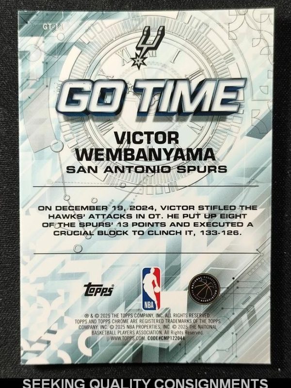 2025-26 Topps Chrome Basketball Go Time Teal Refractor 118/299 Victor Wembanyama