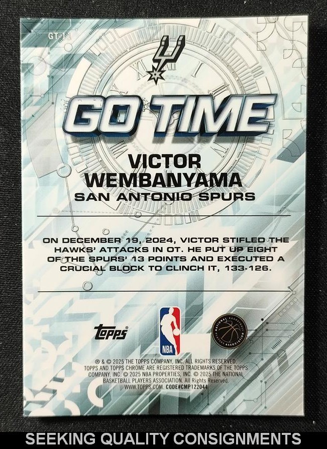 2025-26 Topps Chrome Basketball Go Time Teal Refractor 118/299 Victor Wembanyama