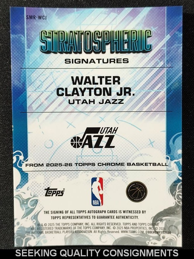 2025-26 Topps Chrome Walter Clayton Jr. Stratospheric Signatures Auto Rookie RC