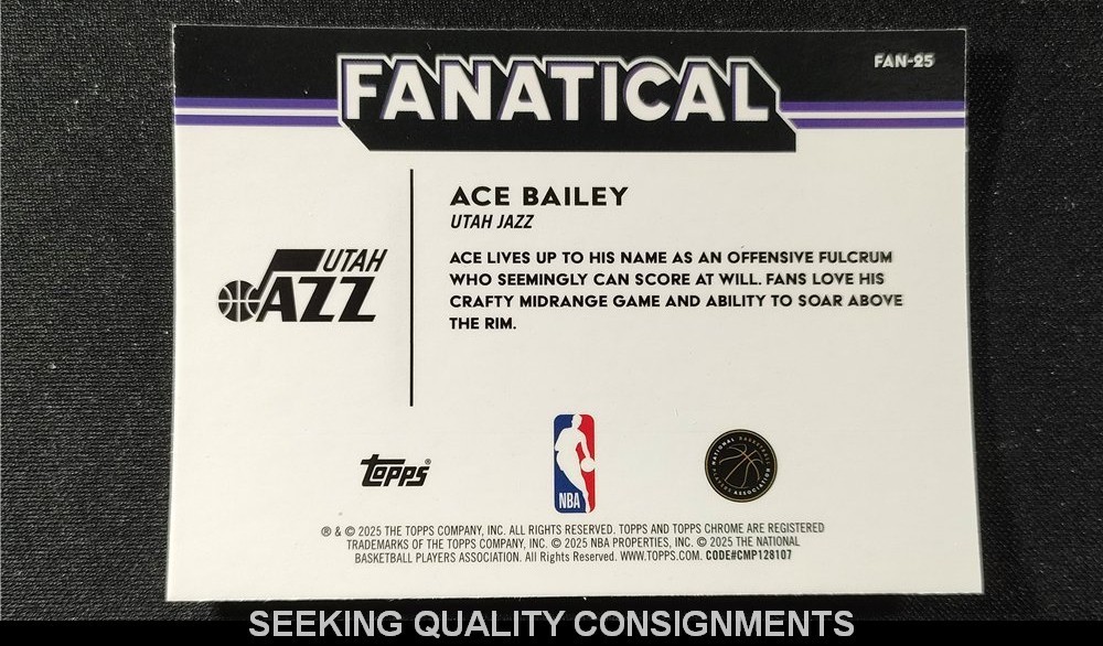 2025-26 Topps Chrome Ace Bailey Fanatical Insert Case Hit SP