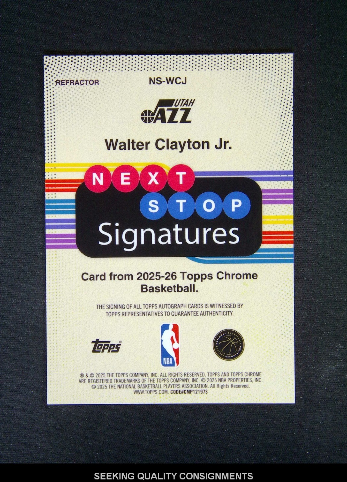 2025-26 Topps Chrome Walter Clayton Jr. RC Rookie Next Stop Auto Refractor