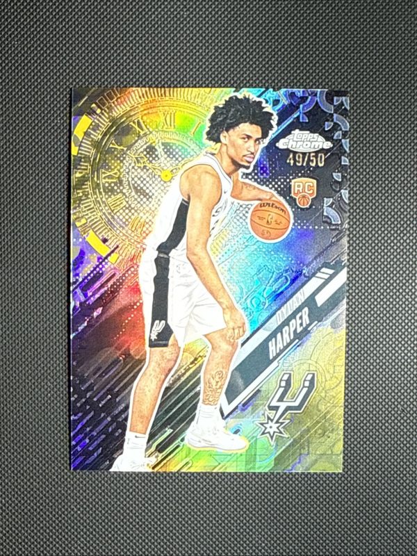 Dylan Harper 2025-26 Topps Chrome Go Time Gold Refractor #GT-17 Spurs /50 Rookie