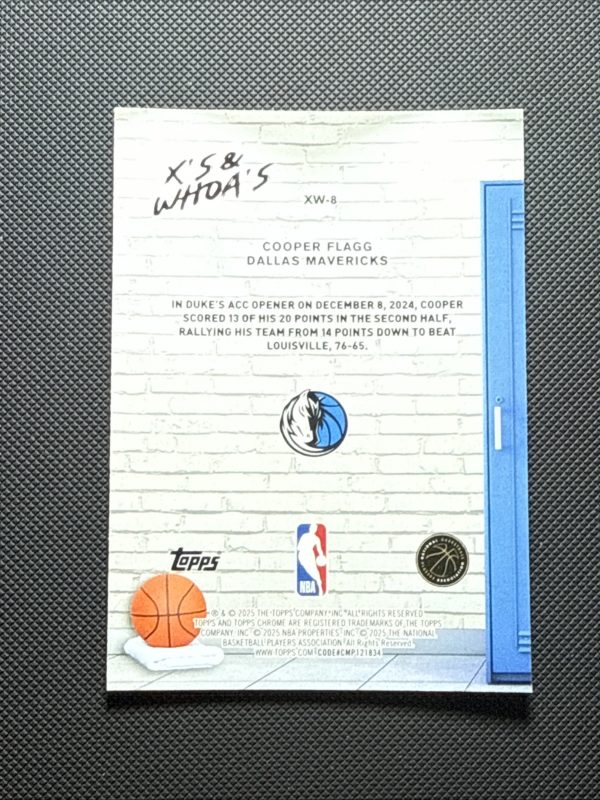 2025-26 Topps Chrome Cooper Flagg X's and Whoa's XW-8 Rookie RC Dallas Mavericks