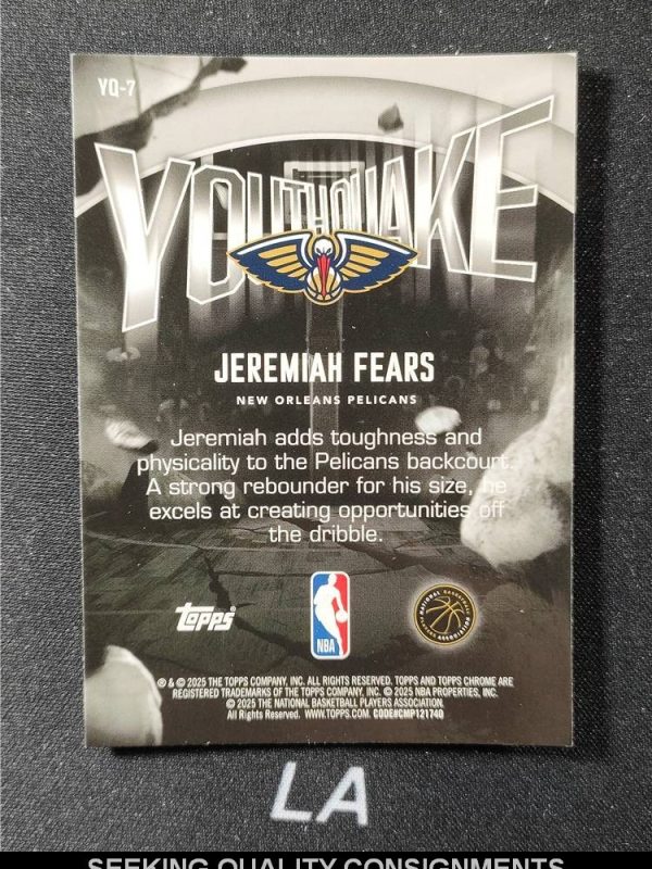 2025-26 Topps Chrome Youthquake Jeremiah Fears Purple Geometric /75 RC Pelicans