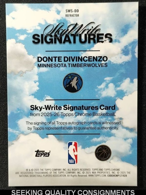 2025-26 Topps Chrome Donte Divincenzo Sky Write Signatures Refractor #SWS-DD