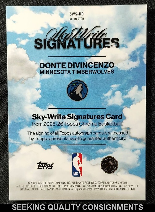 2025-26 Topps Chrome Donte Divincenzo Sky Write Signatures Refractor #SWS-DD
