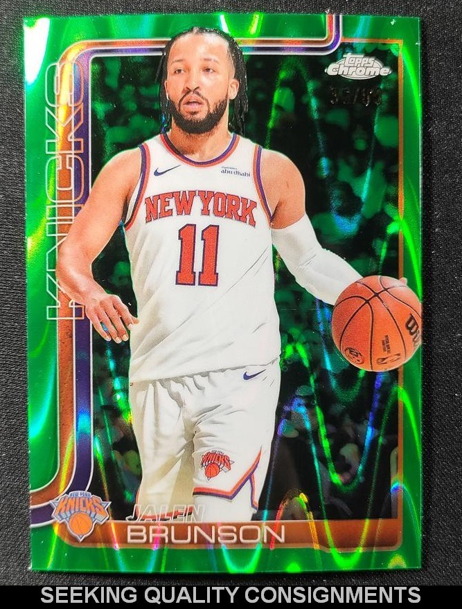 Jalen Brunson 2025-26 Topps Chrome Green RayWave Refractor /99 #101