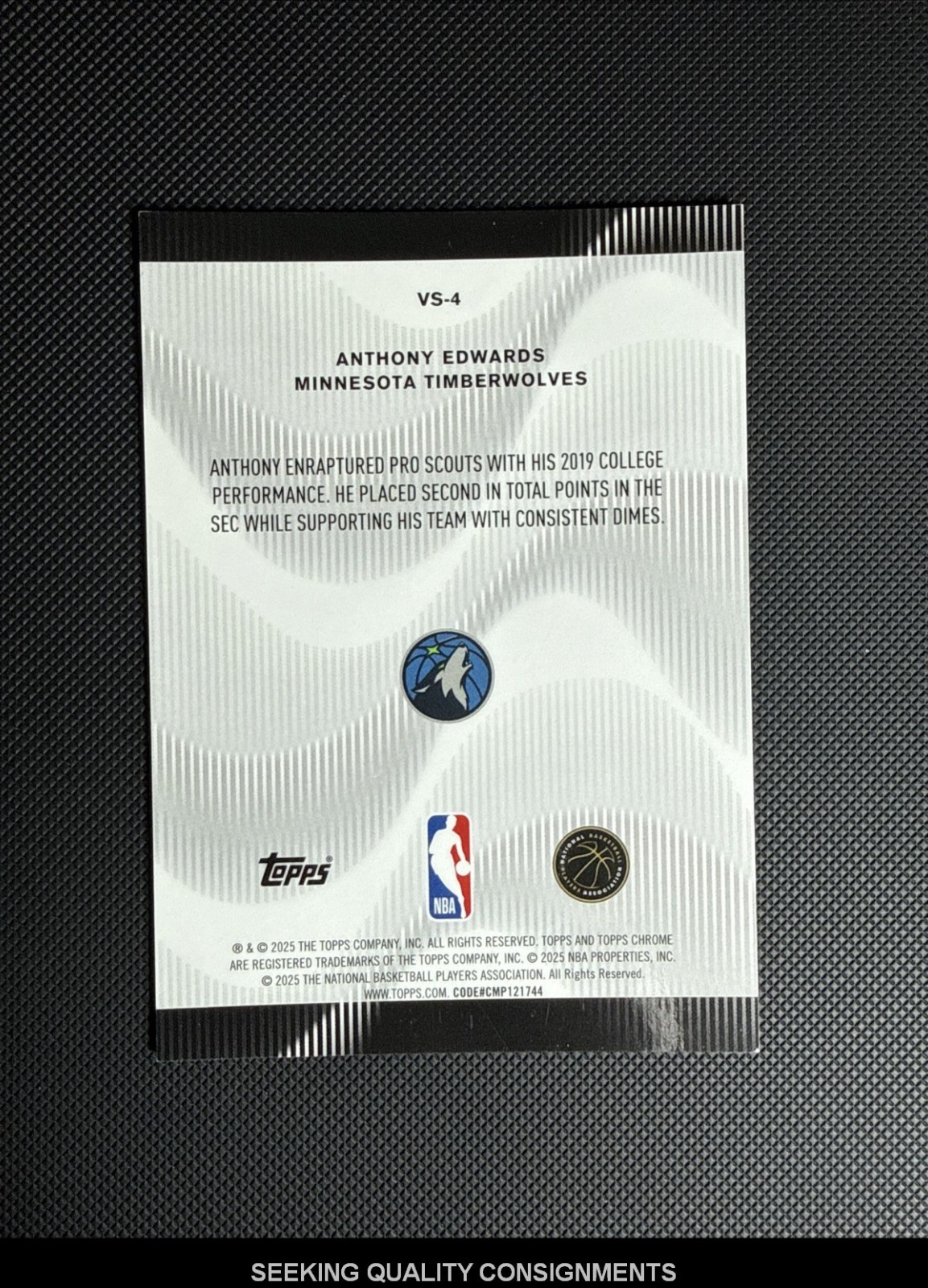 2025-26 Topps Chrome Anthony Edwards Voices Geometric Green Refractor #/99