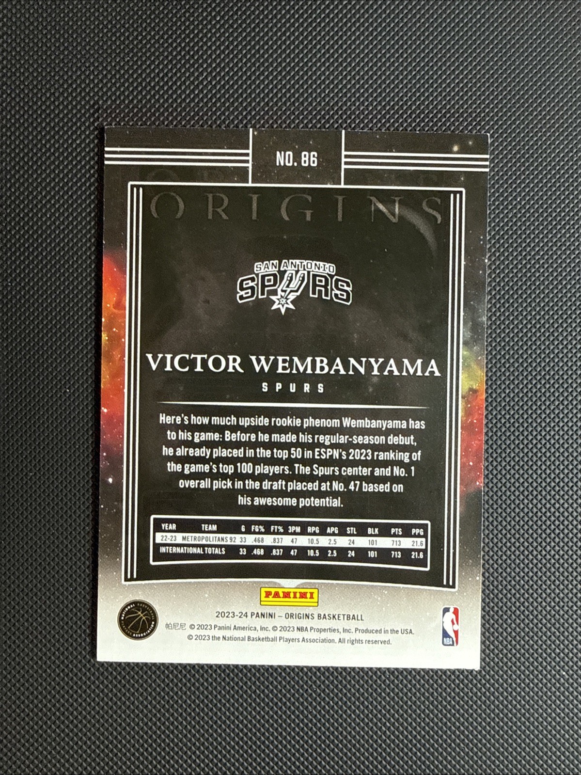 2023-24 Panini Origins - Victor Wembanyama #86 Rookie
