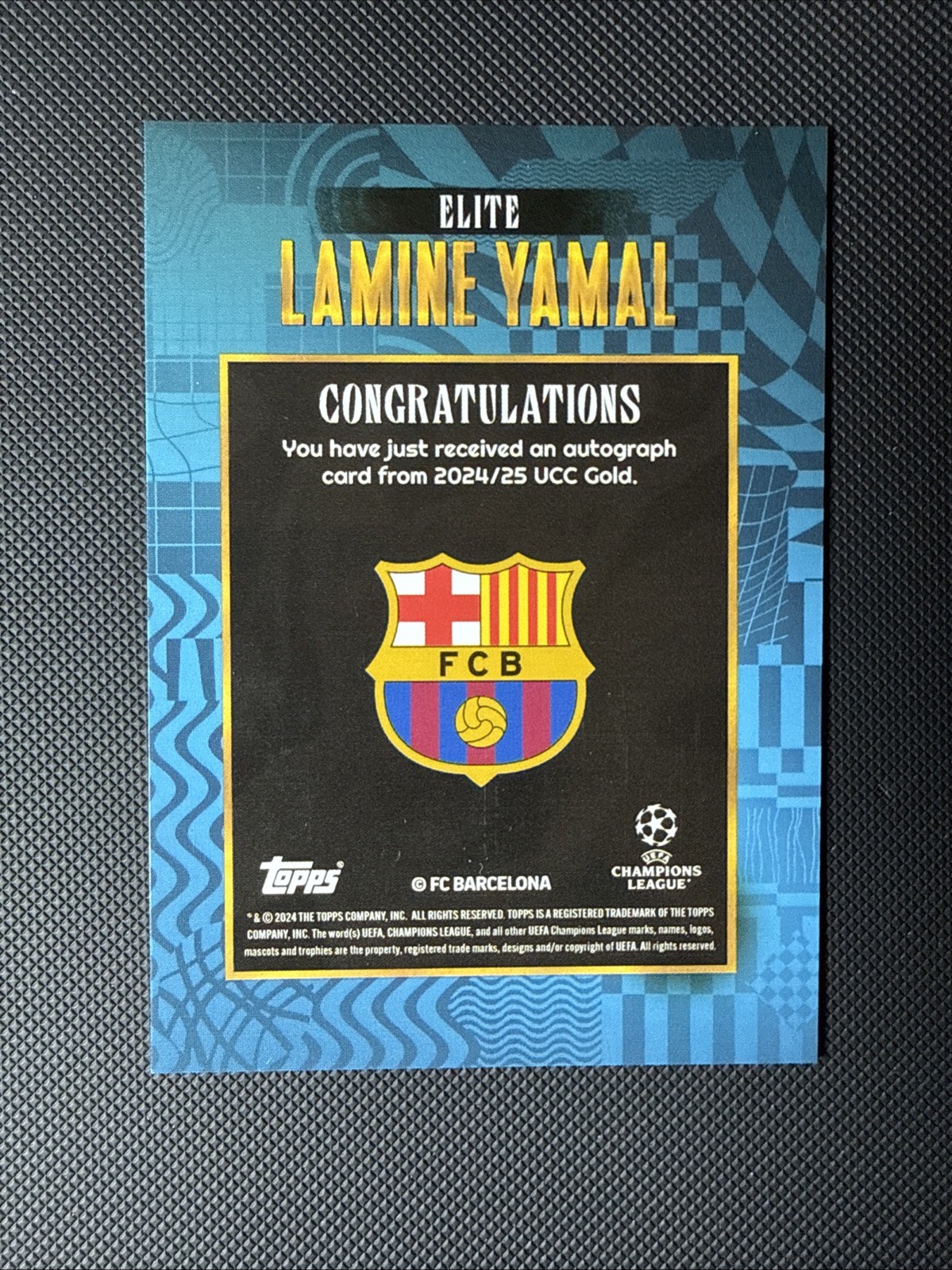 2024 Topps Gold UEFA Club Competitions Lamine Yamal Elite Gold AUTO 01/49