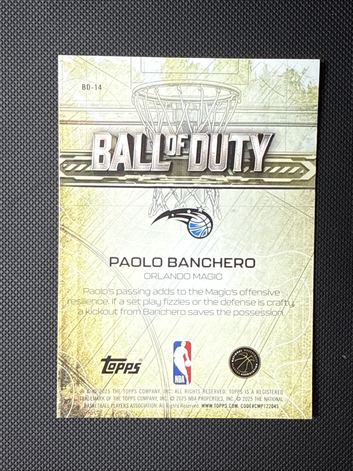 2025-26 Topps Chrome - Ball of Duty Paolo Banchero #BD-14 Magenta Refractor /399