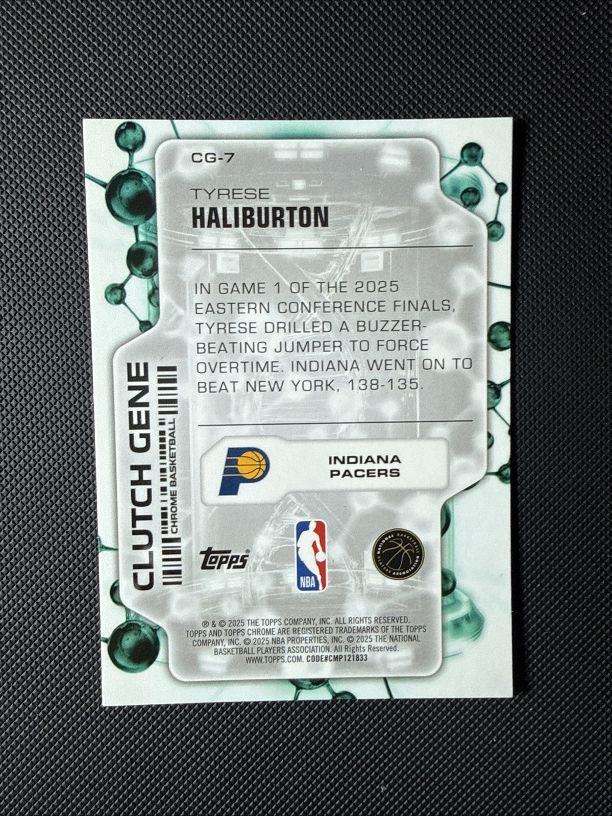 2025-26 Topps Chrome – Tyrese Haliburton Clutch Gene #CG-7 Blue Refractor /150