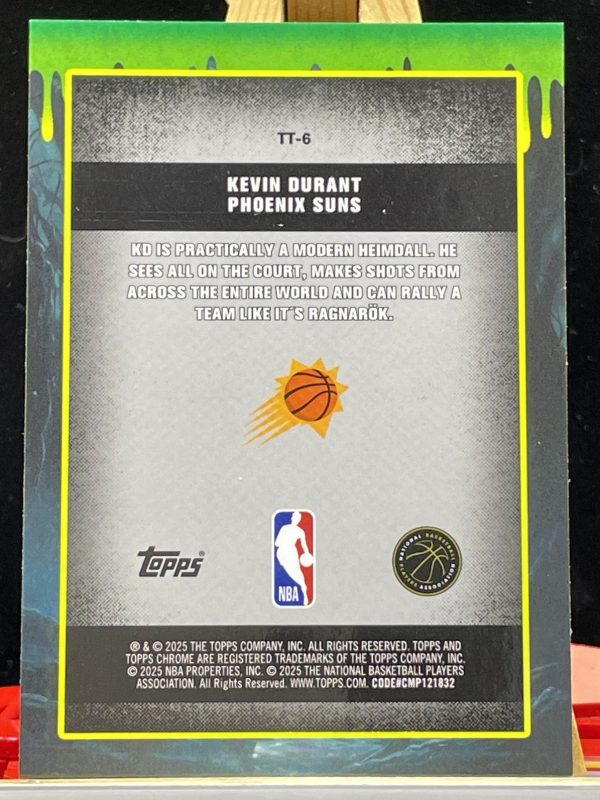 2025-26 Topps Chrome Kevin Durant Tall Tales True Green Refractor /99 Suns