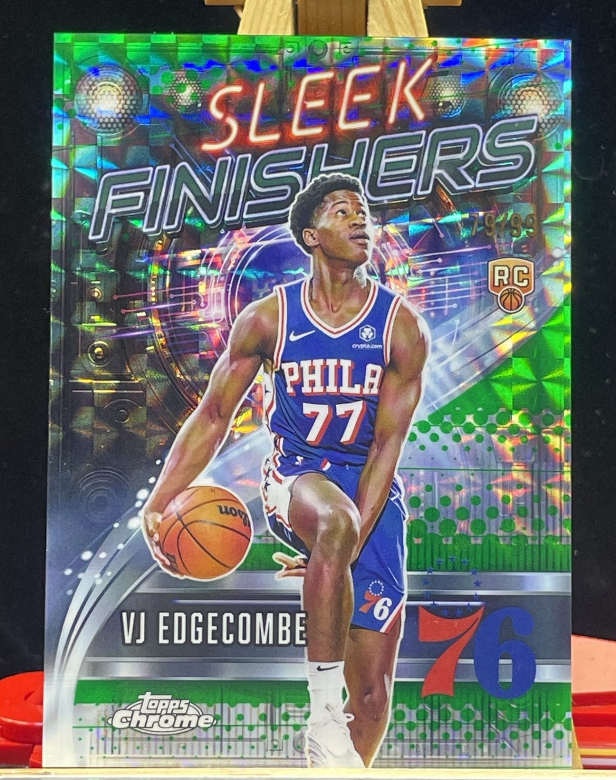 2025-26 Topps Chrome VJ Edgecomb Sleek Finishers Green geometric Refractor /99
