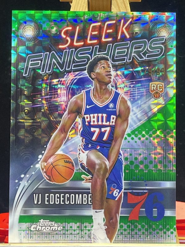 2025-26 Topps Chrome VJ Edgecomb Sleek Finishers Green geometric Refractor /99