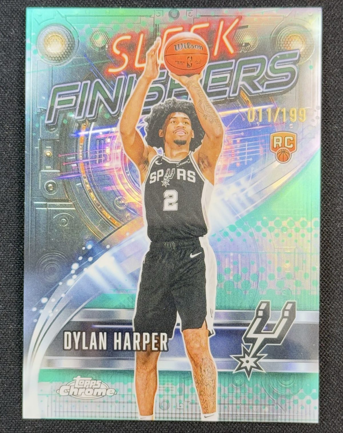 Dylan Harper 2025-26 Topps Chrome Sleek Finishers Aqua Refractor #/199 RC