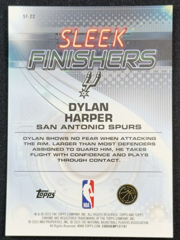 Dylan Harper 2025-26 Topps Chrome Sleek Finishers Aqua Refractor #/199 RC