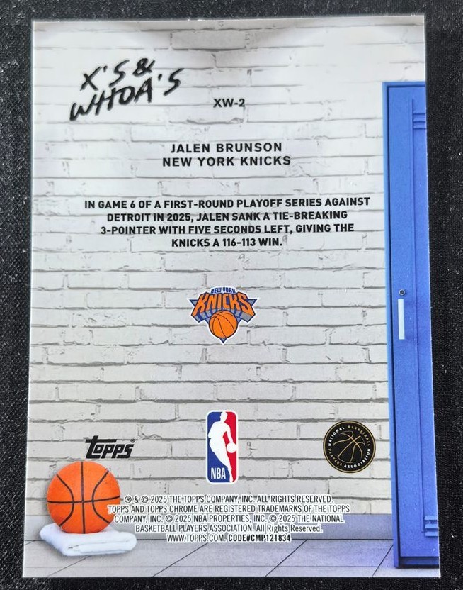 2025-26 Topps Chrome Jalen Brunson X’s & Whoa’s True Green Refractor /99 Knicks