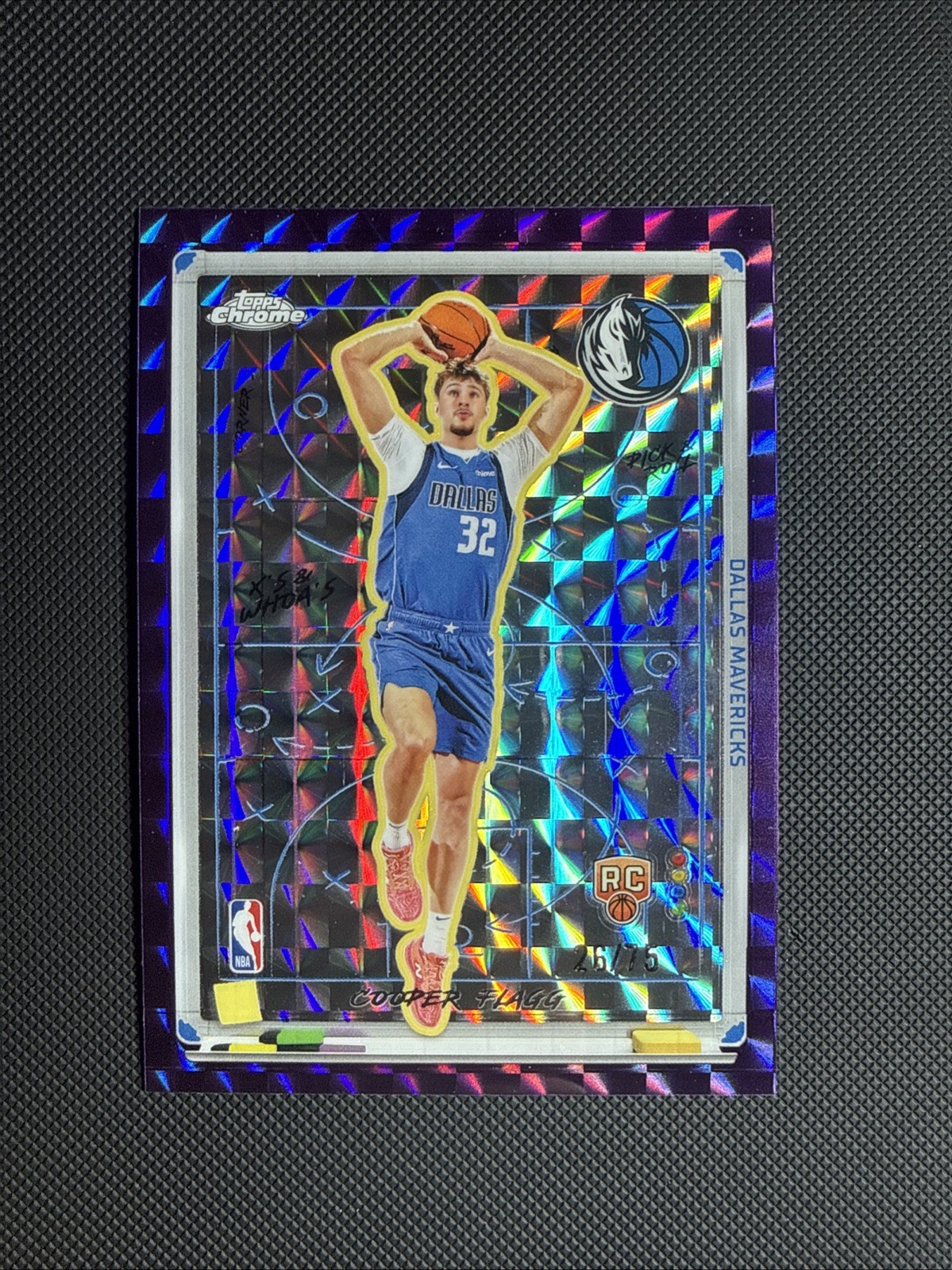 COOPER FLAGG 2025-26 TOPPS CHROME X'S AND WHOA'S GEO PURPLE REFRACTOR RC #/75
