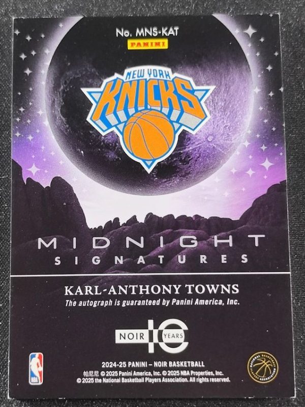 2024-25 Panini Noir Midnight Signatures Karl Anthony-Towns Auto /49