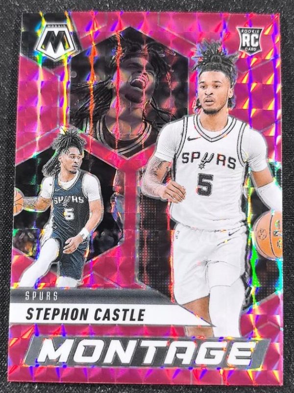 Stephon Castle 2024-25 Mosaic Montage Pink Prizm Rookie RC Spurs #/149