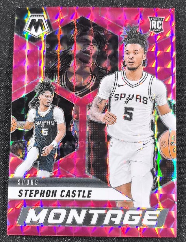 Stephon Castle 2024-25 Mosaic Montage Pink Prizm Rookie RC Spurs #/149