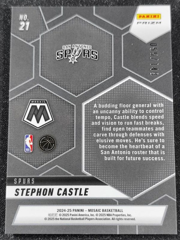 Stephon Castle 2024-25 Mosaic Montage Pink Prizm Rookie RC Spurs #/149