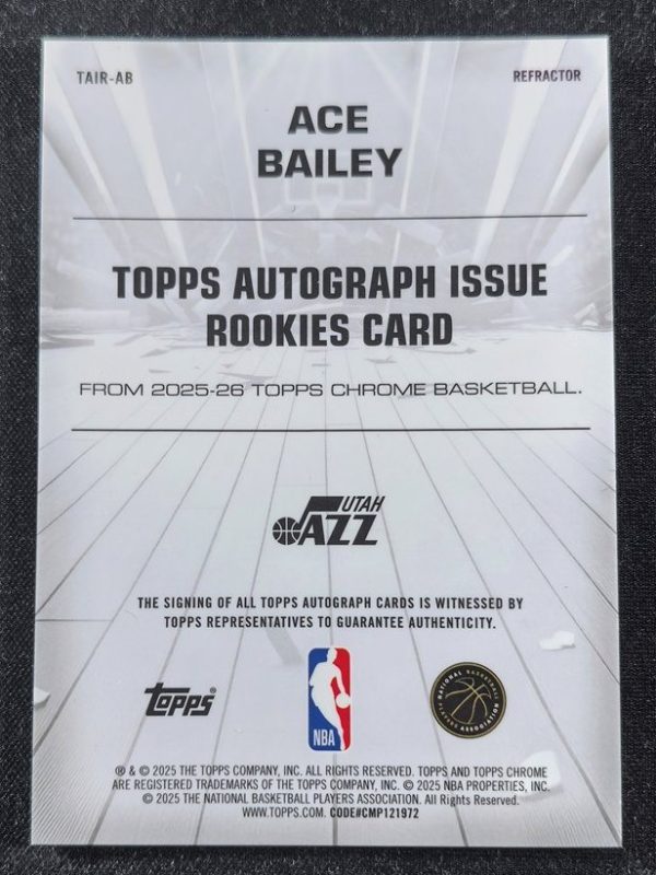2025 Topps Chrome - REFRACTOR Ace Bailey Autograph Issue Rookies #TAUR2-AB
