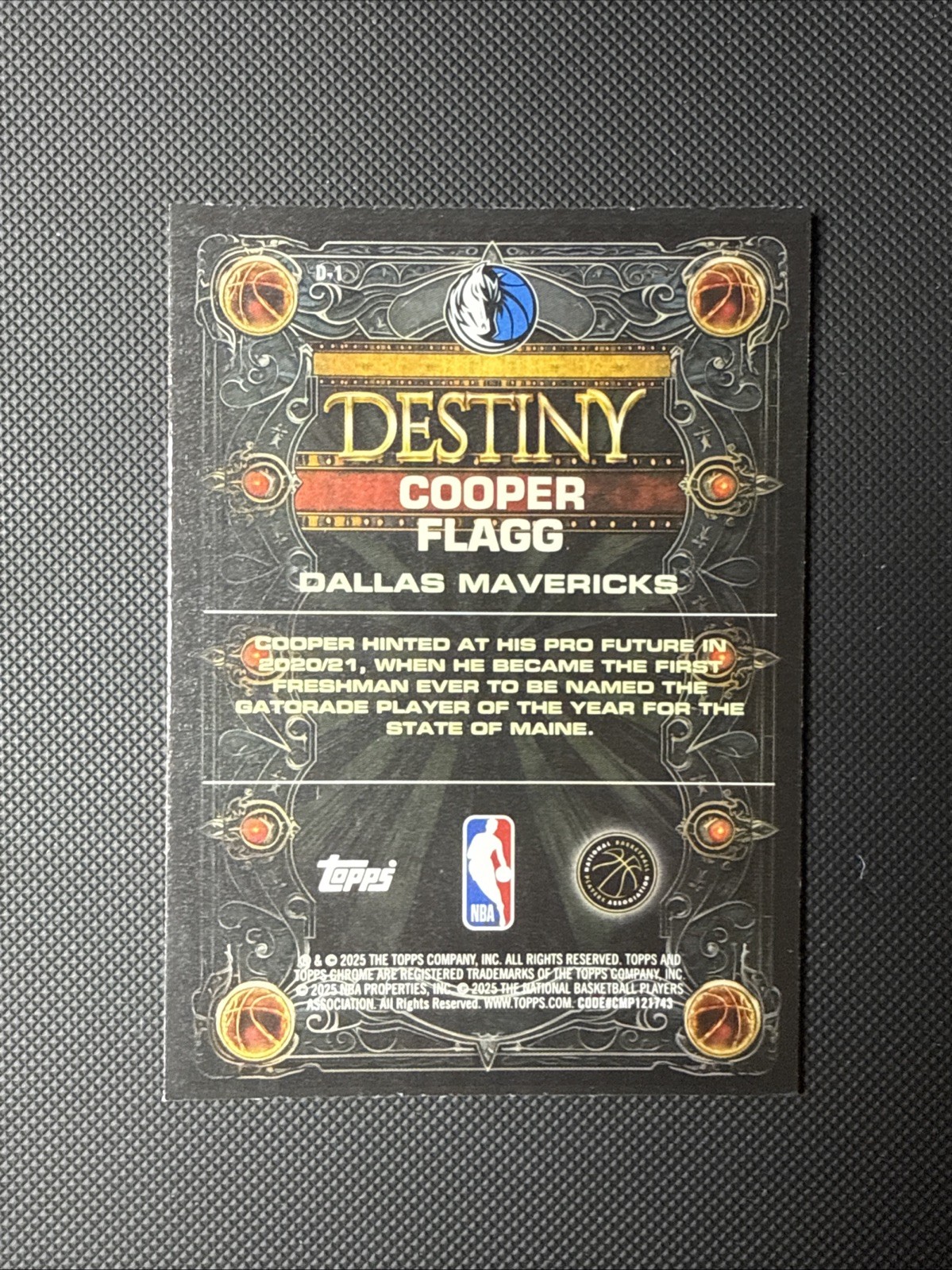 2025-26 Topps Chrome - Cooper Flagg #D-1 Destiny Dallas Mavericks (RC)