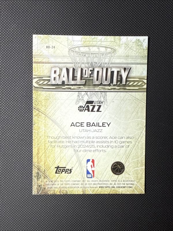 2025-26 Topps Chrome #BD-24 Ace Bailey RC Ball Of Duty RayWave Refractor