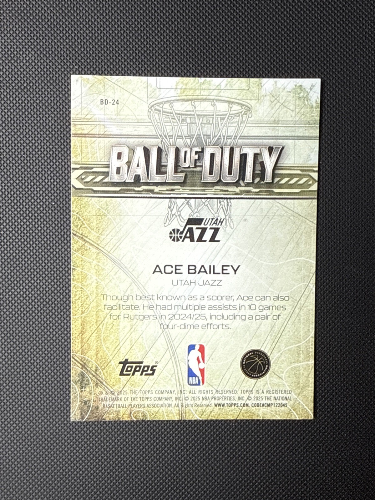 2025-26 Topps Chrome #BD-24 Ace Bailey RC Ball Of Duty RayWave Refractor