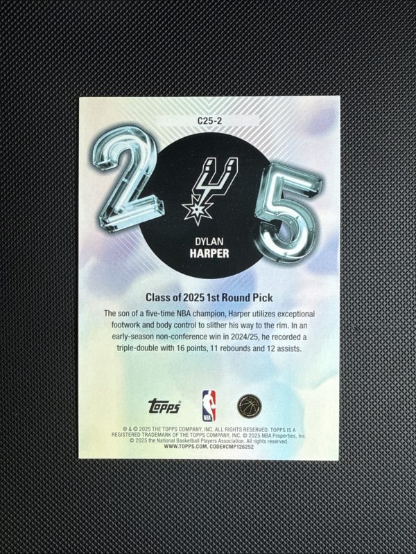 2025-26 Topps Basketball Dylan Harper CLASS OF 2025 SSP RC #C25-2 Spurs