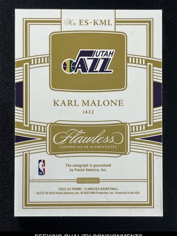 2022-23 Panini Flawless Karl Malone Ruby Enshrined Signatures Auto Jazz /15