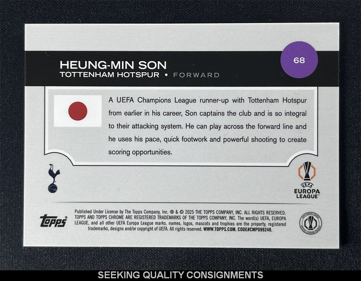 2024-25 Topps Chrome UEFA Heung-Min Son #68 Yellow Mojo Refractor Hotspur /150