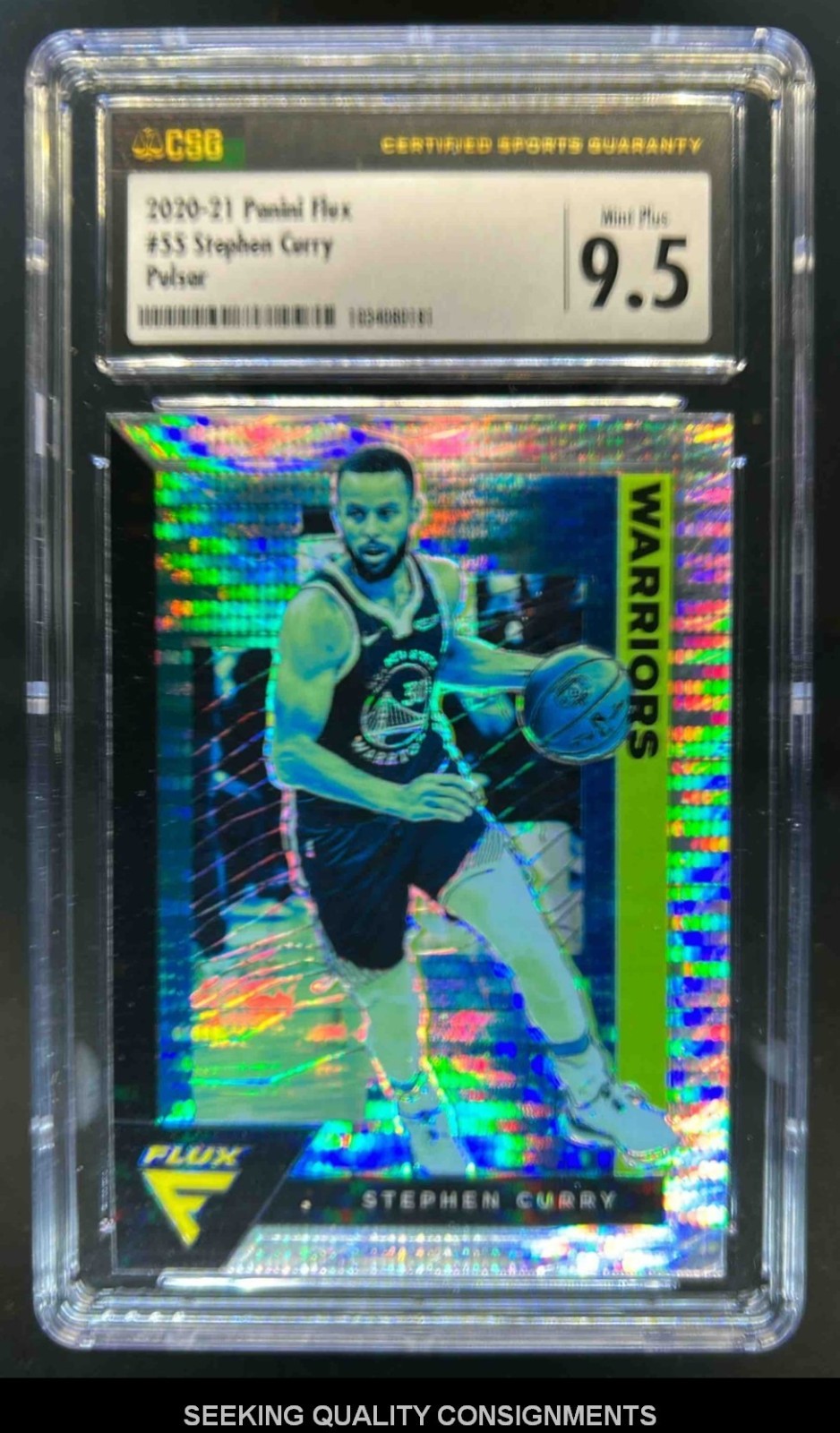 2020-21 Panini Flux Stephen Curry Pulsar #55 Warriors CSG 9.5