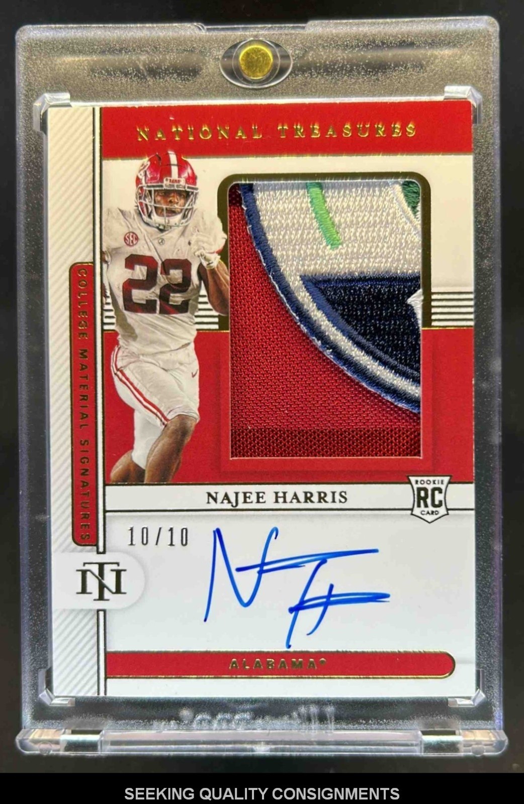 2021 National Treasures Collegiate Najee Harris Bowl Logo RC Patch Auto #/10